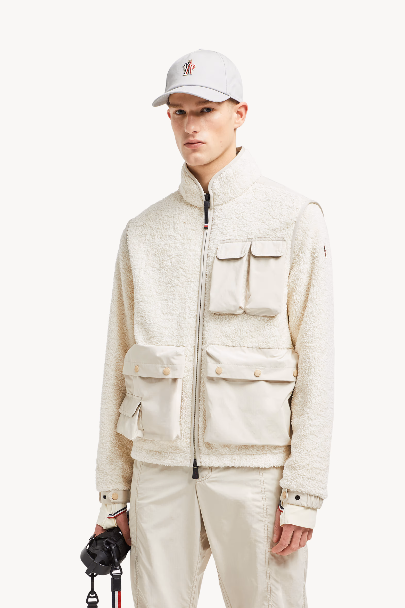 Sudadera acolchada efecto peluche con cremallera Hombre Blanco Moncler 0